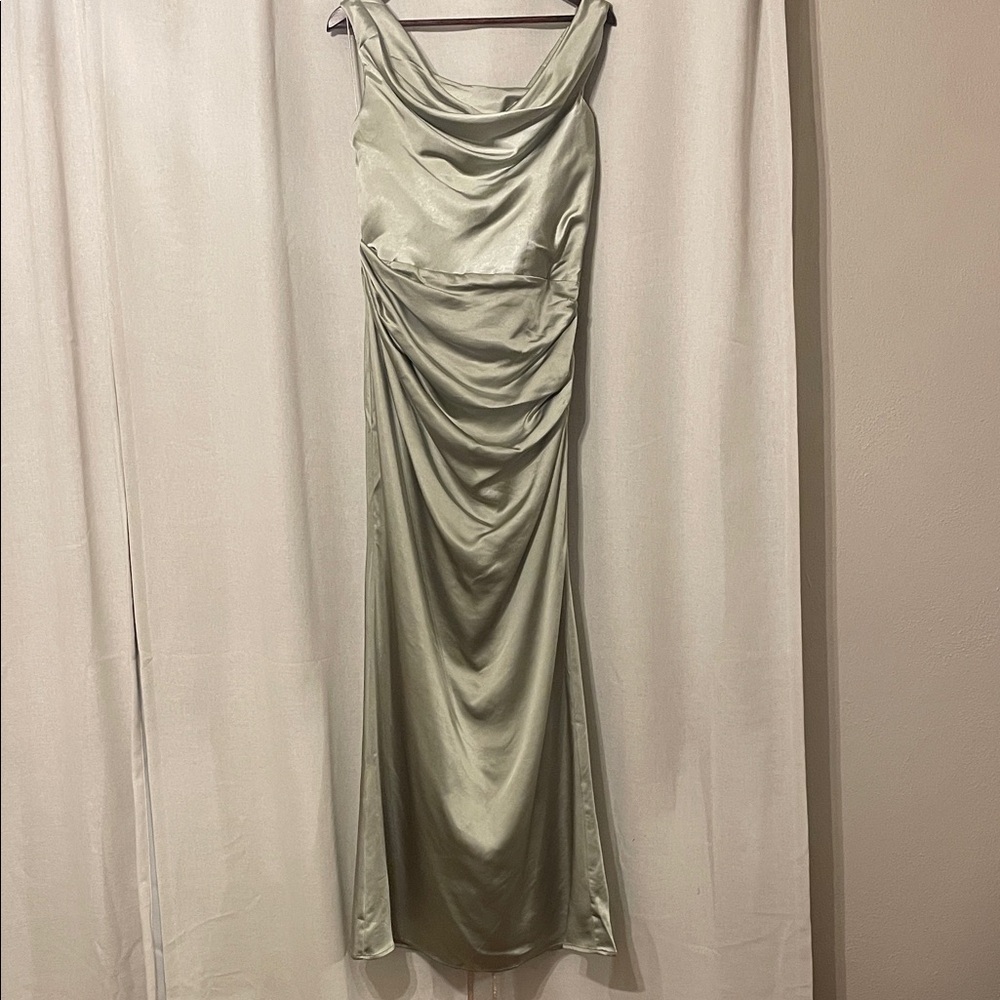 Meshki Dalia Off Shoulder Satin Maxi Dress